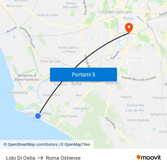 Lido Di Ostia to Roma Ostiense map