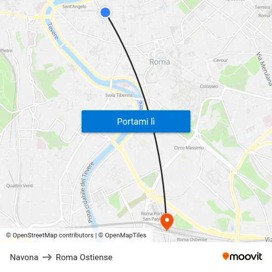 Navona to Roma Ostiense map