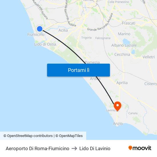 Aeroporto Di Roma-Fiumicino to Lido Di Lavinio map