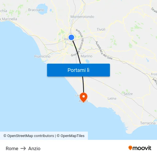 Rome to Anzio map