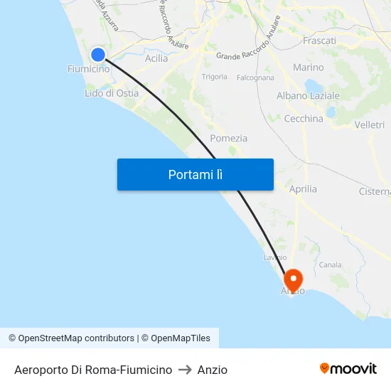 Aeroporto Di Roma-Fiumicino to Anzio map