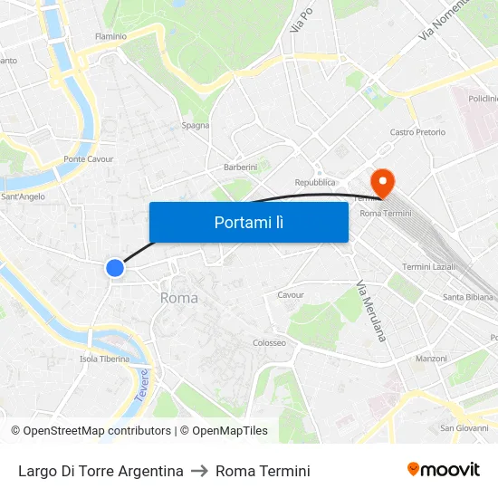 Largo Di Torre Argentina to Roma Termini map