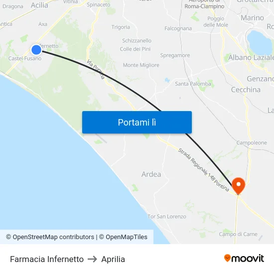 Farmacia Infernetto to Aprilia map