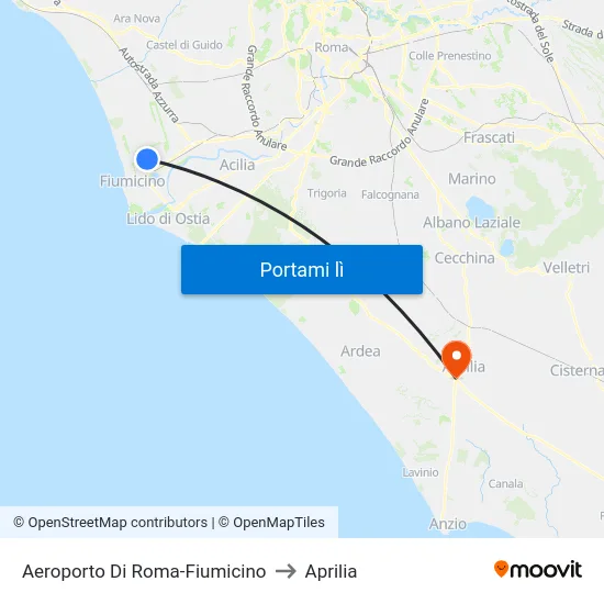 Aeroporto Di Roma-Fiumicino to Aprilia map