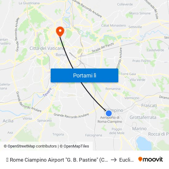 ✈ Rome Ciampino Airport "G. B. Pastine" (Cia) to Euclide map