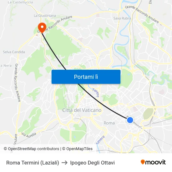 Roma Termini (Laziali) to Ipogeo Degli Ottavi map