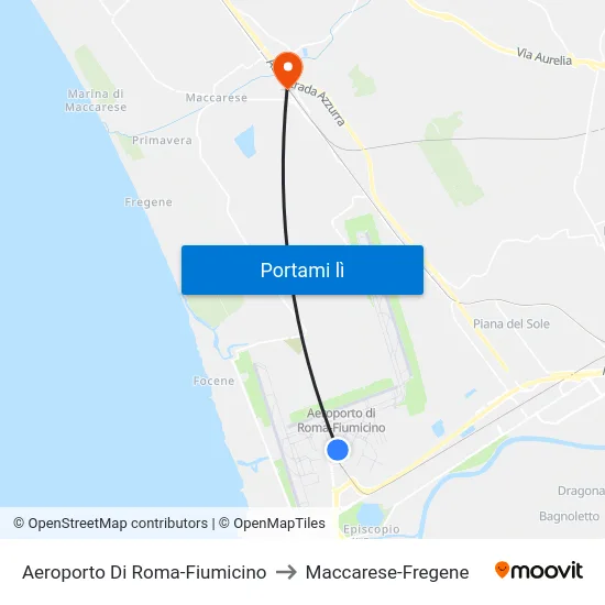 Aeroporto Di Roma-Fiumicino to Maccarese-Fregene map