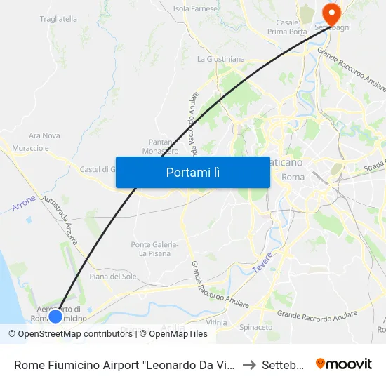Rome Fiumicino Airport "Leonardo Da Vinci" (Fco) to Settebagni map