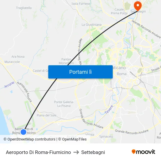Aeroporto Di Roma-Fiumicino to Settebagni map