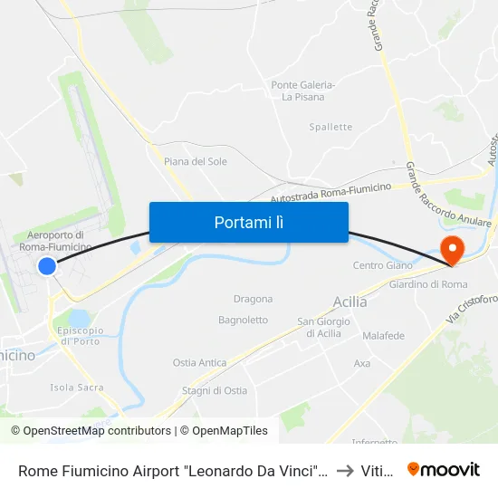 Rome Fiumicino Airport "Leonardo Da Vinci" (Fco) to Vitinia map