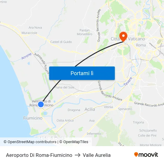 Aeroporto Di Roma-Fiumicino to Valle Aurelia map