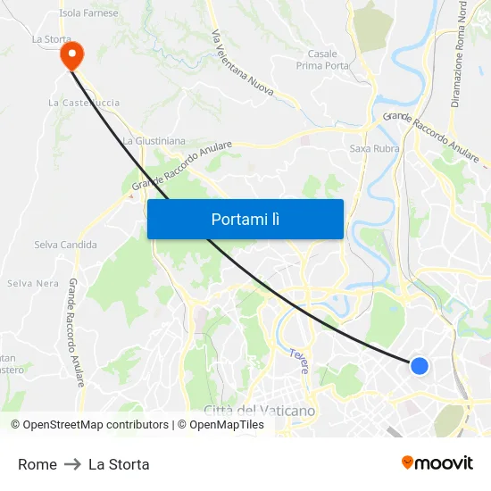 Rome to La Storta map
