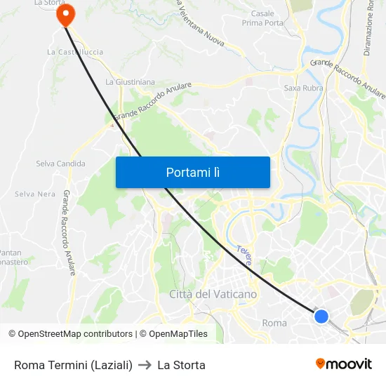 Roma Termini (Laziali) to La Storta map
