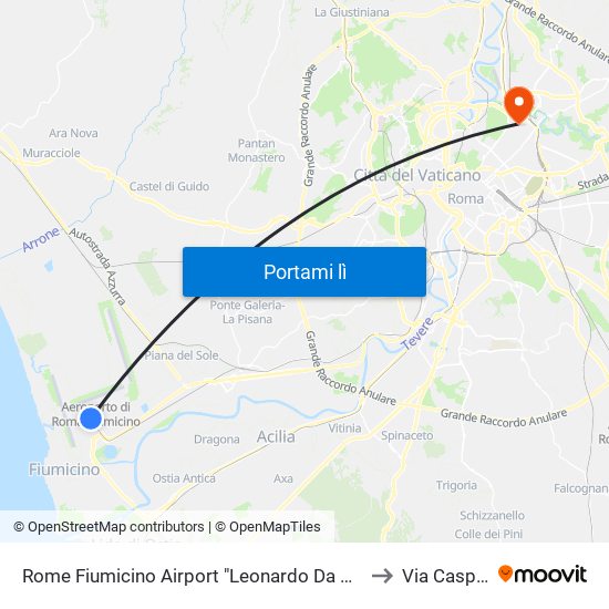 Rome Fiumicino Airport "Leonardo Da Vinci" (Fco) to Via Casperia map
