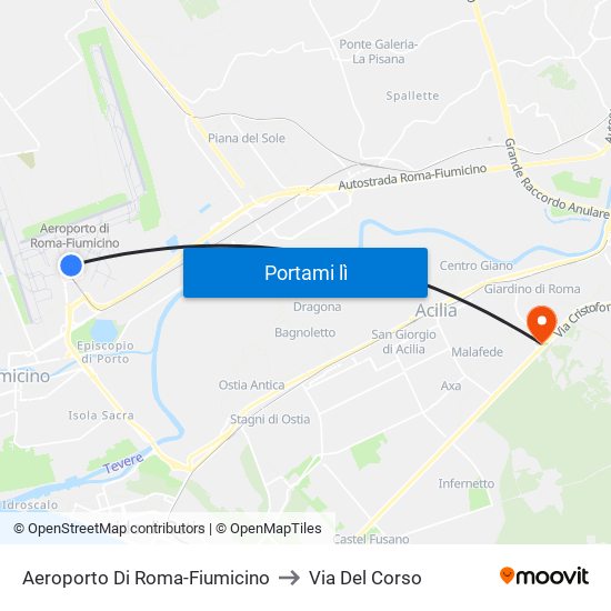 Aeroporto Di Roma-Fiumicino to Via Del Corso map