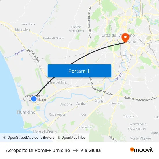 Aeroporto Di Roma-Fiumicino to Via Giulia map