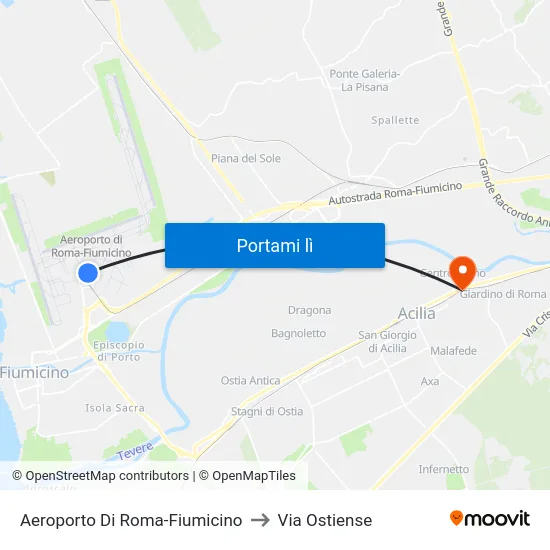 Aeroporto Di Roma-Fiumicino to Via Ostiense map