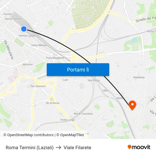 Roma Termini (Laziali) to Viale Filarete map