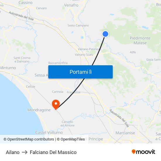 Ailano to Falciano Del Massico map