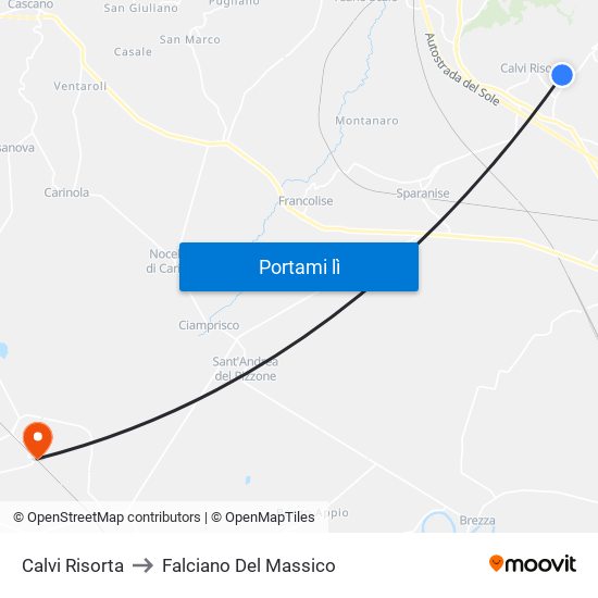 Calvi Risorta to Falciano Del Massico map