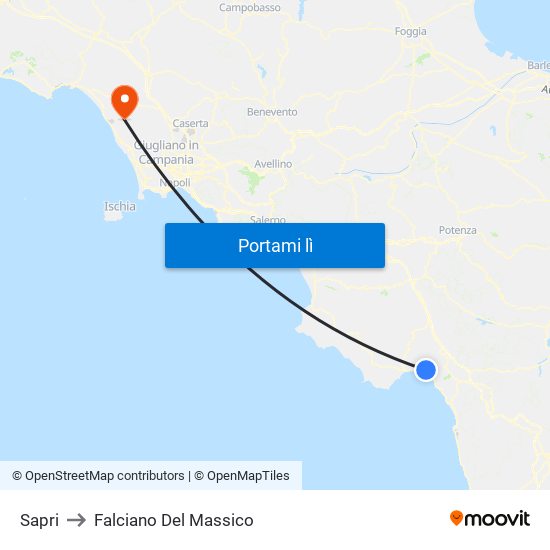 Sapri to Falciano Del Massico map