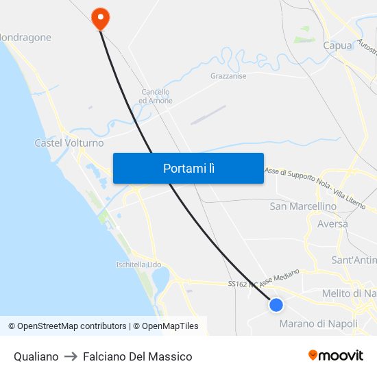 Qualiano to Falciano Del Massico map