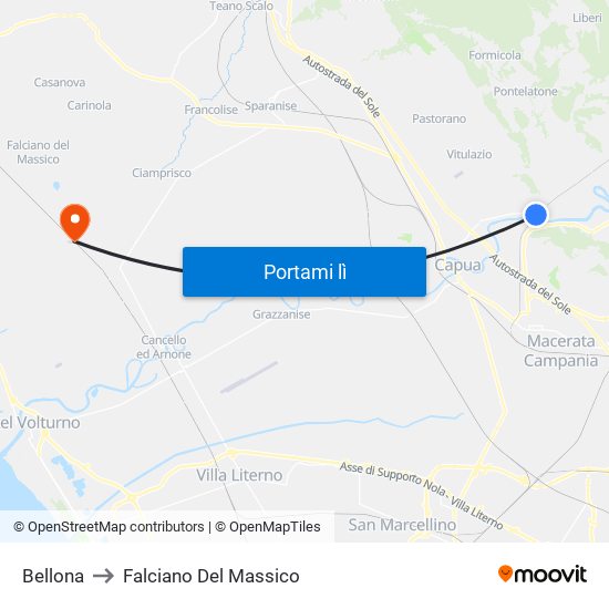 Bellona to Falciano Del Massico map