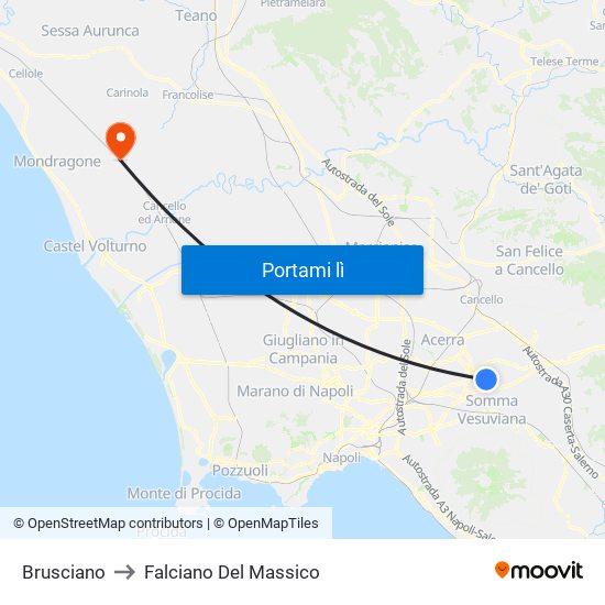 Brusciano to Falciano Del Massico map