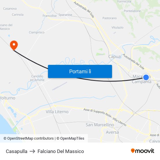 Casapulla to Falciano Del Massico map
