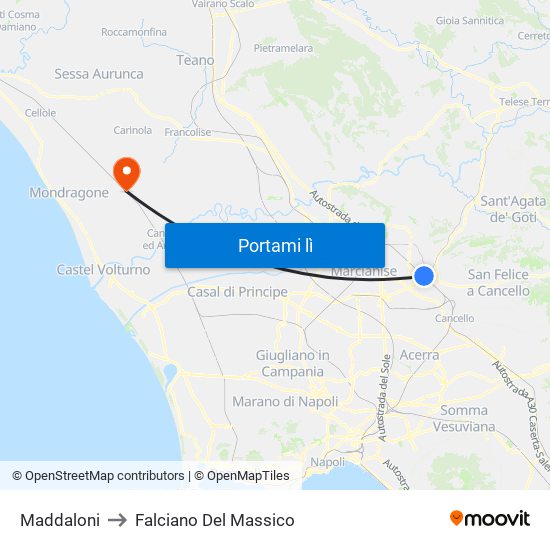 Maddaloni to Falciano Del Massico map