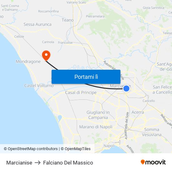 Marcianise to Falciano Del Massico map