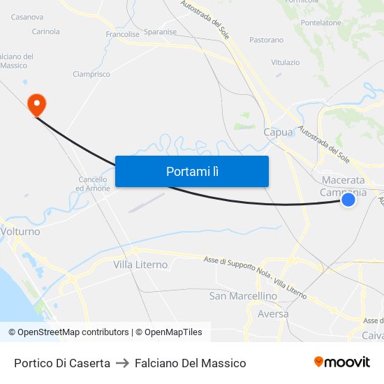 Portico Di Caserta to Falciano Del Massico map