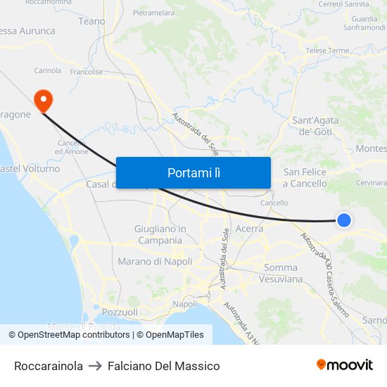 Roccarainola to Falciano Del Massico map