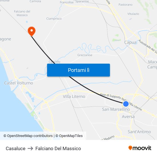 Casaluce to Falciano Del Massico map