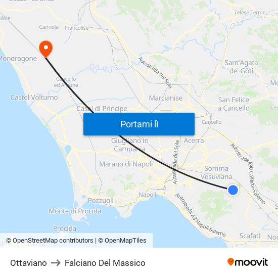 Ottaviano to Falciano Del Massico map
