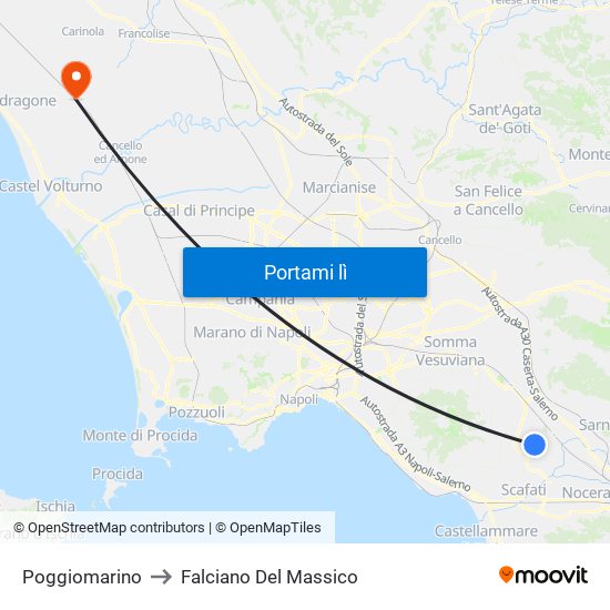 Poggiomarino to Falciano Del Massico map