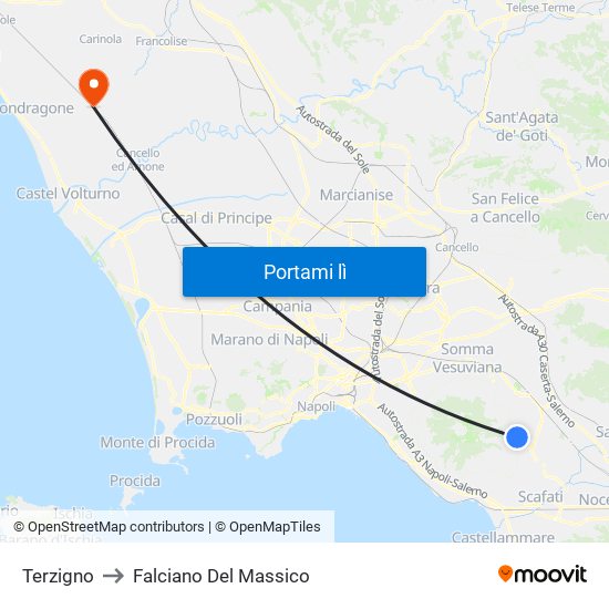 Terzigno to Falciano Del Massico map