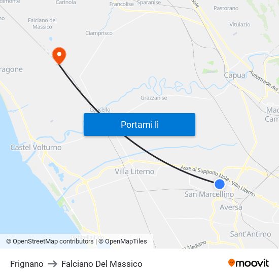Frignano to Falciano Del Massico map