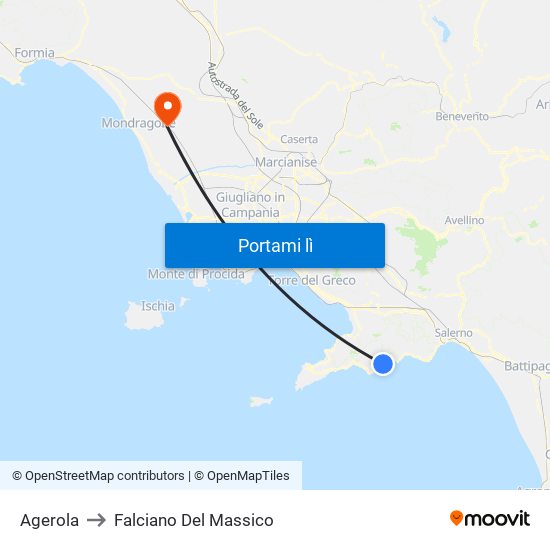 Agerola to Falciano Del Massico map