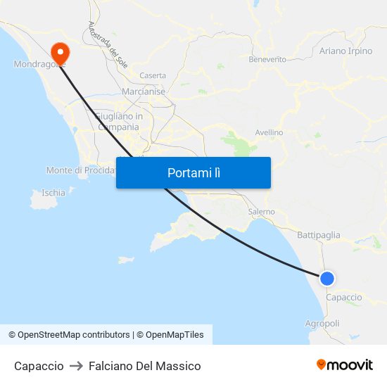 Capaccio to Falciano Del Massico map