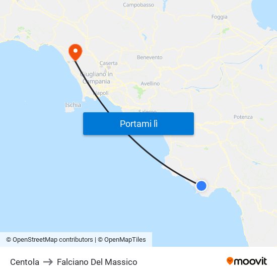 Centola to Falciano Del Massico map
