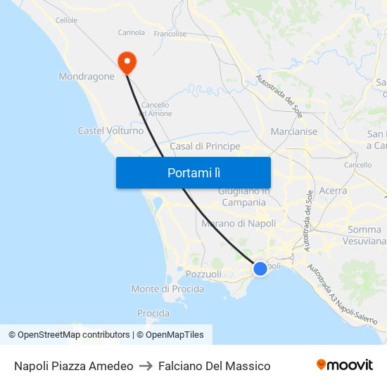 Napoli Piazza Amedeo to Falciano Del Massico map