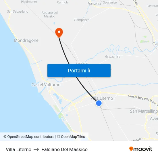 Villa Literno to Falciano Del Massico map