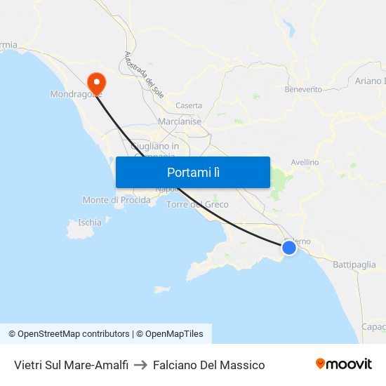 Vietri Sul Mare-Amalfi to Falciano Del Massico map