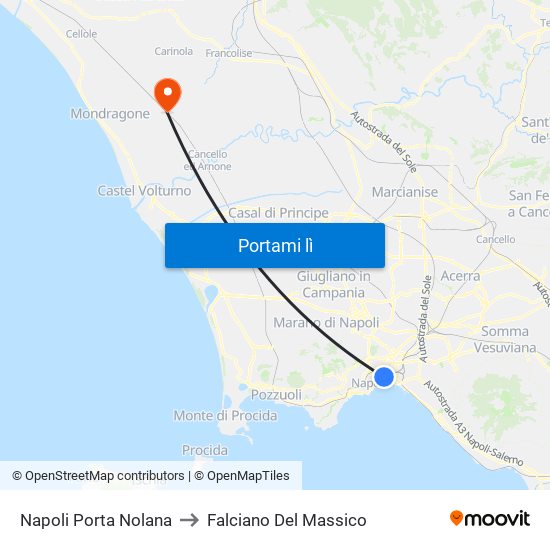 Napoli Porta Nolana to Falciano Del Massico map