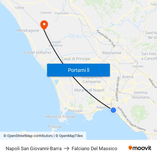 Napoli San Giovanni-Barra to Falciano Del Massico map