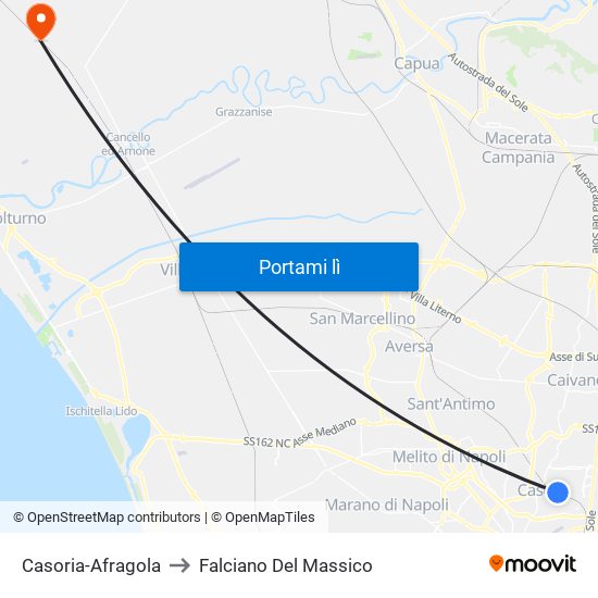 Casoria-Afragola to Falciano Del Massico map