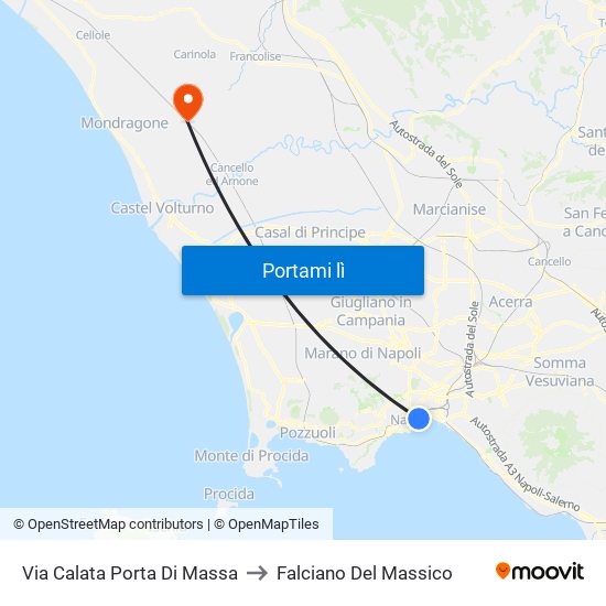 Via Calata Porta Di Massa to Falciano Del Massico map
