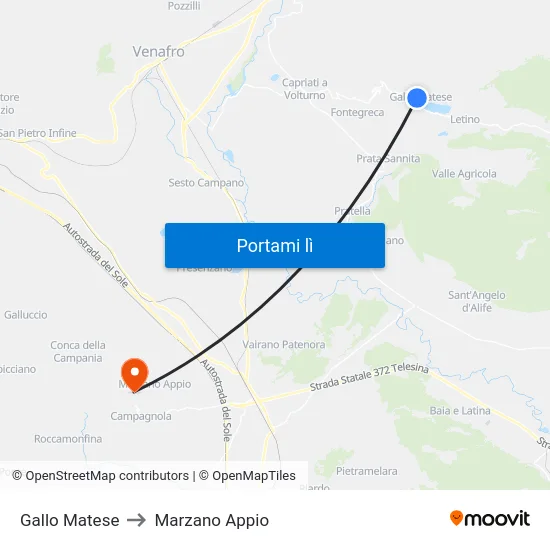 Gallo Matese to Marzano Appio map