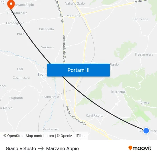 Giano Vetusto to Marzano Appio map
